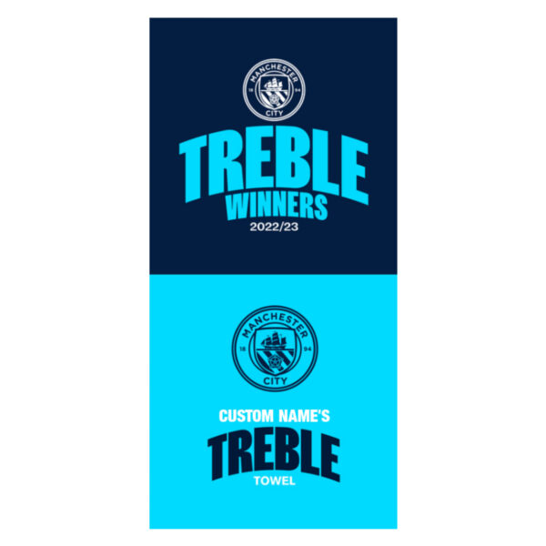 Personalised Manchester City Treble Beach Towel