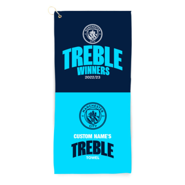 Personalised Manchester City Treble Golf Towel