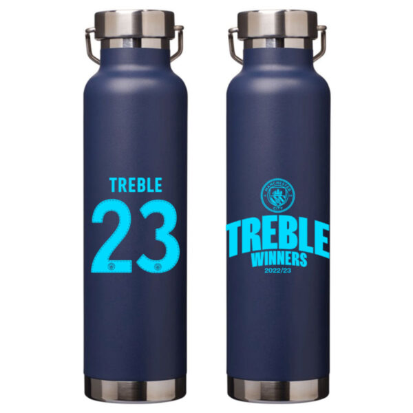 Personalised Manchester City Treble Winners Wide Neck Insulated Water Bottle