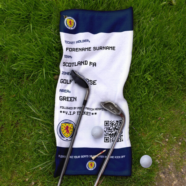 Personalised Scotland Football Ticket Golf Towel