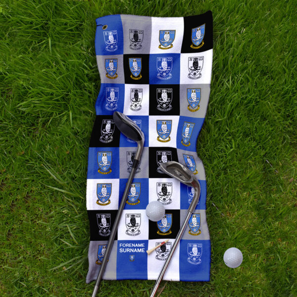 Personalised Sheffield Wednesday FC Chequered Golf Towel