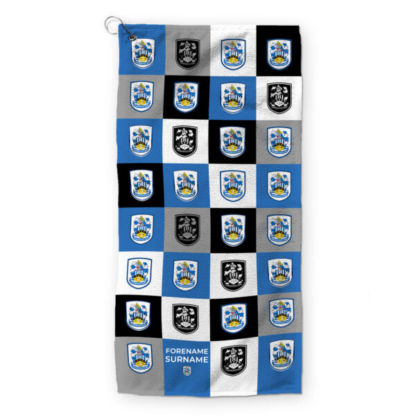 Personalised Huddersfield Town Chequered Golf Towel