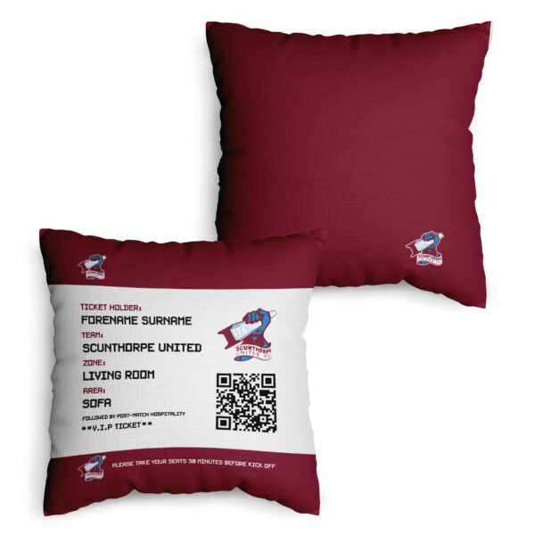 Personalised Scunthorpe United Ticket 18″ Cushion