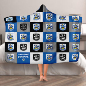 Personalised Huddersfield Town Chequered Adult Hooded Fleece Blanket