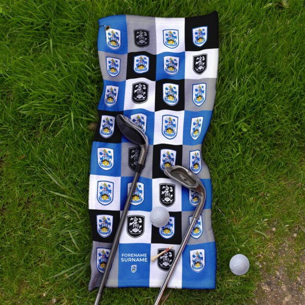 Personalised Huddersfield Town Chequered Golf Towel