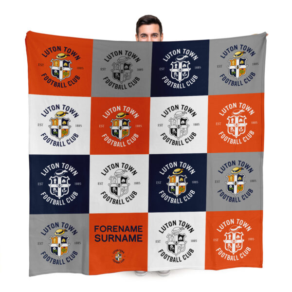 Personalised Luton Town Chequered Fleece Blanket