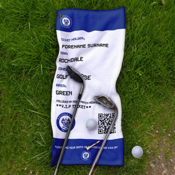 Personalised Rochdale Ticket Golf Towel