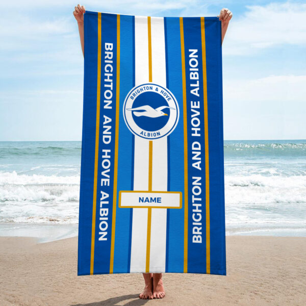 Personalised Brighton and Hove Albion Stripes Towel