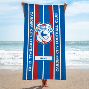 Personalised Cardiff City Stripes Towel