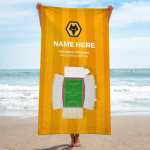 Personalised Wolverhampton Wanderers Chequered Hooded Towel – Kids