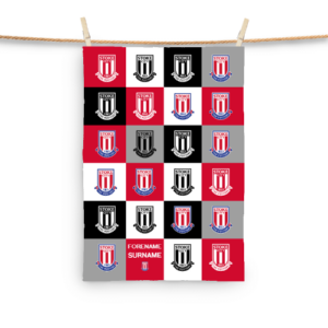 Personalised Stoke City Chequered Tea Towel