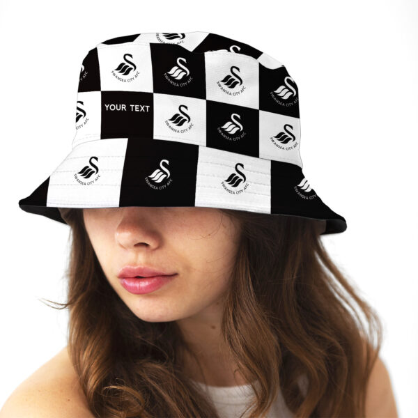 Personalised Swansea City AFC Chequered Bucket Hat