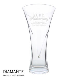 Personalised Large Hand Cut Diamante Heart Vase with Swarovski Elements