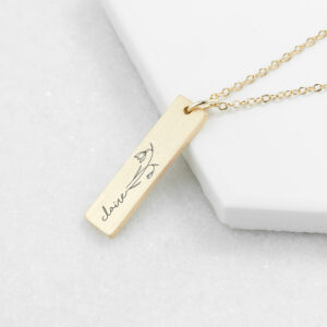 Personalised Birth Flower Bar Necklace