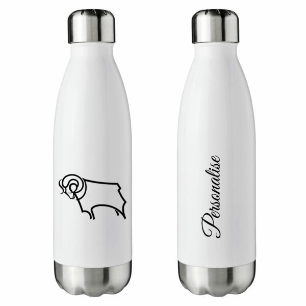 Personalised Derby County FC Insulated Water Bottle – White