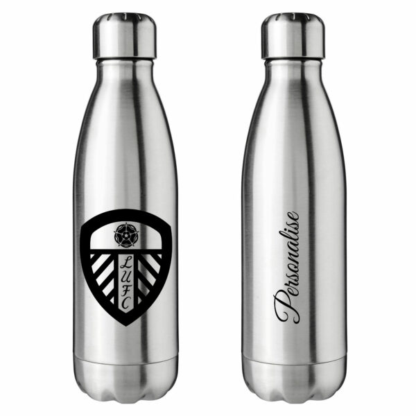 Personalised Leeds United Insulated Water Bottle – Crest – Stainless Steel