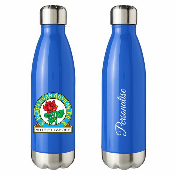 Personalised Blackburn Rovers Insulated Water Bottle – Crest – Blue