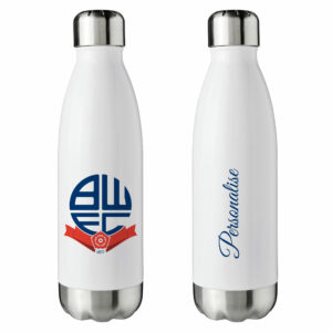 Personalised Bolton Wanderers FC Insulated Water Bottle – White