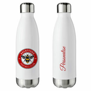 Personalised Brentford FC Insulated Water Bottle – White