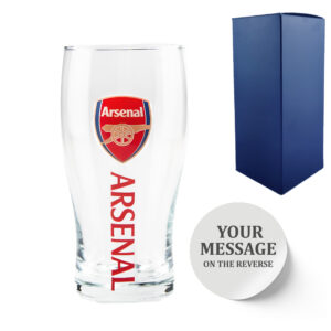 Personalised Arsenal 20oz Tulip Pint Glass, Gift Boxed