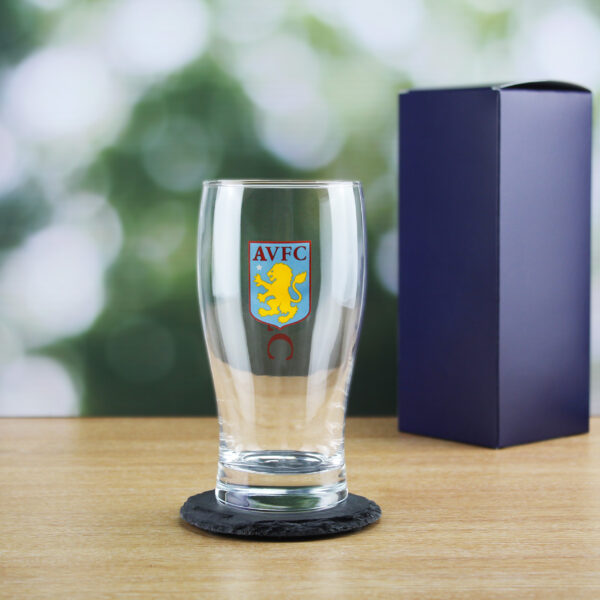 Personalised Aston Villa 20oz Tulip Pint Glass, Gift Boxed