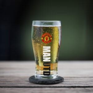 Personalised Manchester United 20oz Tulip Pint Glass, Gift Boxed
