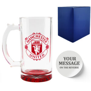 Personalised Manchester United 20oz Beer Mug, Gift Boxed